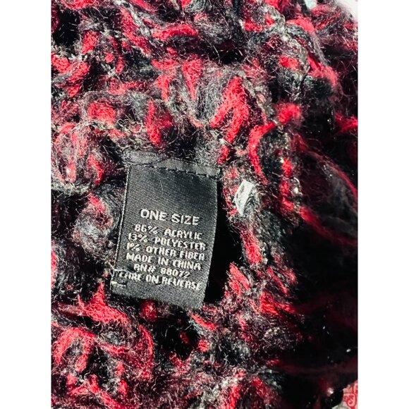 New Knit Infinity Scarf Black & Red Acrylic Polyester Blend One Size - Picture 2 of 3